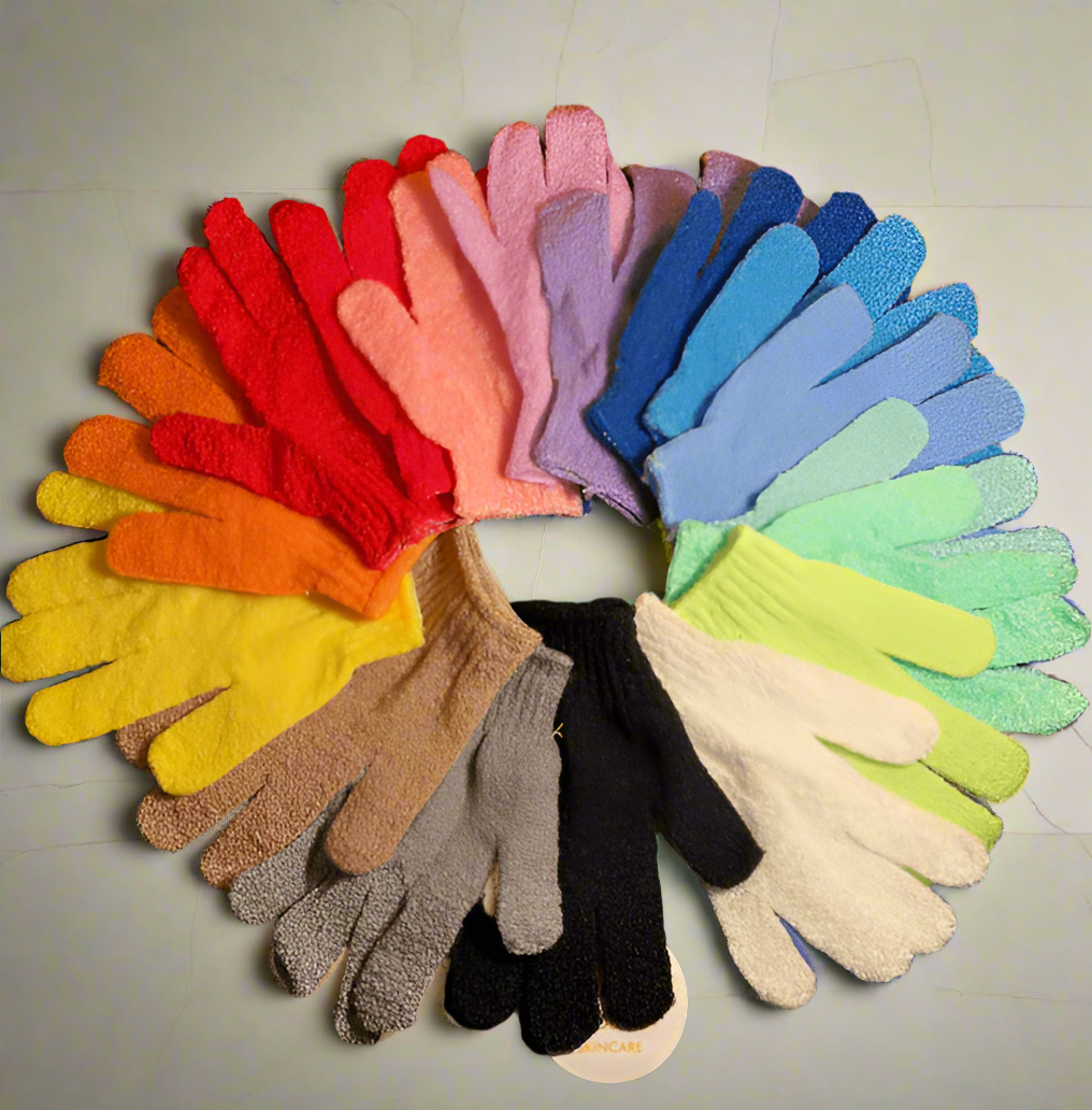 Colorful exfoliating Gloves